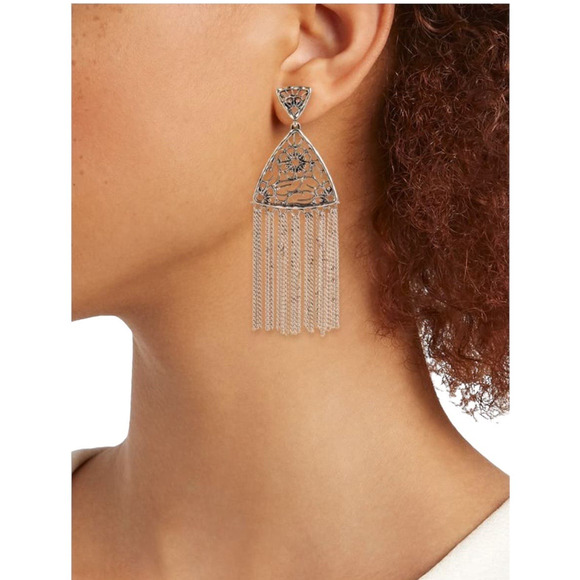 NWT! Kendra Scott Ana Statement Drop Earrings in Silver - Picture 3 of 5